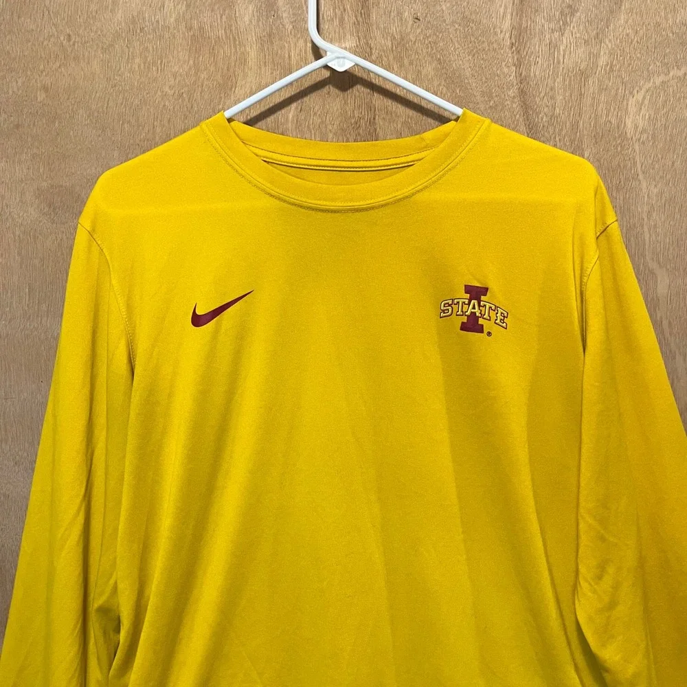 Nike Iowa State Cyclones Shirt Mens Large Yellow Long Sleeve Dri-FIT Collegiate